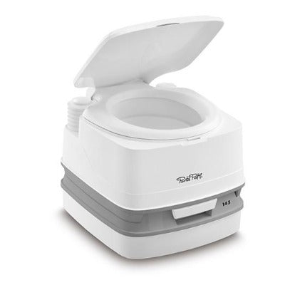 Thetford Porta Potti Qube 145 - Toilette da campeggio da 15 l, con  serbatoio naturale altezza seduta + chimica igienica, scopino per WC Fiamma  + Thetford Aquasoft. Sport e tempo libero - Emporio Degani 